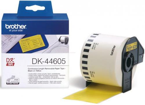 Banda continua de hartie Brother DK44605, 62 mm x 30.48 m (Negru/Galben)