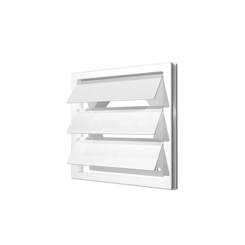 Grila ventilatie patrata cu jaluzele gravitationale, Diametru Ø100mm, exterior 150x150, ASA plastic Alb