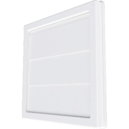 Grila ventilatie Ø125mm patrata cu jaluzele gravitationale, exterior 150x150, ASA plastic Alb