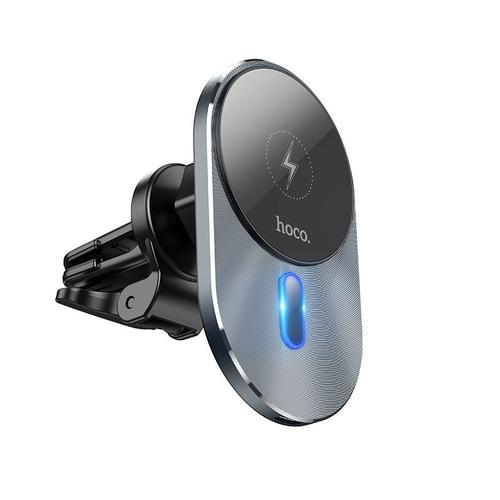 Incarcator auto Hoco CA91 Magnetic AirVent Mount, compatibil MagSafe, 15W, rotire 360 grade, cablu USB-C inclus, Negru