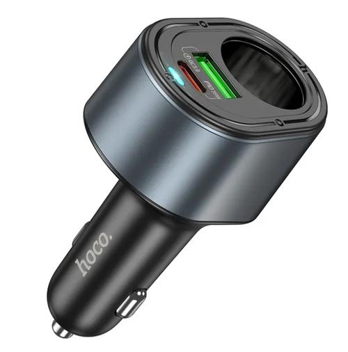 Incarcator Auto HOCO Z56, 35W, 3A, 1 x Extensie Bricheta - 1 x USB-A - 1 x USB-C, Negru