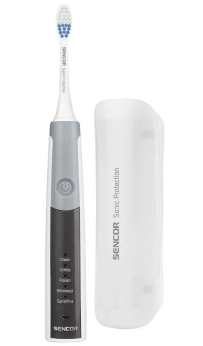 Periuta de dinti electrica Sencor SOC 2200SL, 45000 vibratii/min, Cronometru 2 min, IPX7, 5 Programe, 2 Capete, Trusa de calatorie (Gri) 1 Periuta de dinti electrica Sencor SOC 2200SL, 45000 vibratii/min, Cronometru 2 min, IPX7, 5 Programe, 2 Capete, Trusa de calatorie (Gri)