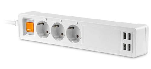 Prelungitor SMART Platinet PSHS16AW, 3 x Prize, 4 x USB, 1.8 m (Alb) 1 Prelungitor SMART Platinet PSHS16AW, 3 x Prize, 4 x USB, 1.8 m (Alb)