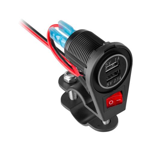 Incarcator motocicleta, Peiying, 2xUSB 3100 mA (Negru)