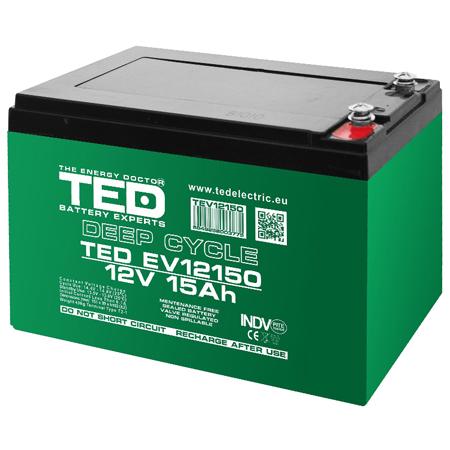 Baterie AGM EV TED Electric BAT-TED12V15A, 12V 15Ah terminal M5