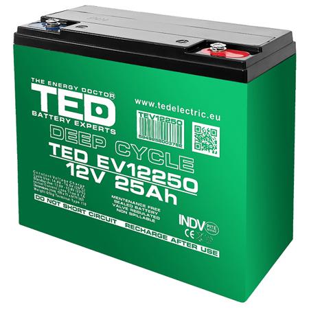 Baterie AGM EV TED Electric BAT-TED12V25A, 12V 25Ah terminal M5