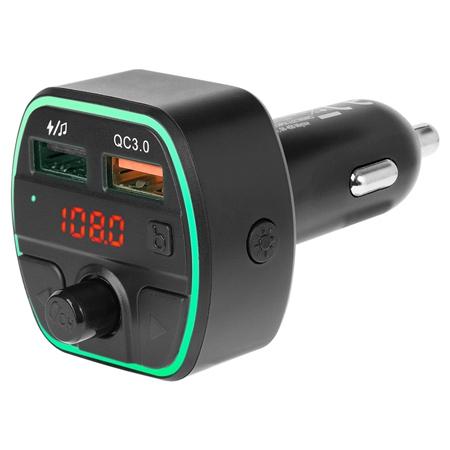 Modulator FM cu functie Bluetooth Peiying URZ0478, Microfon încorporat, 2 x USB (Negru)