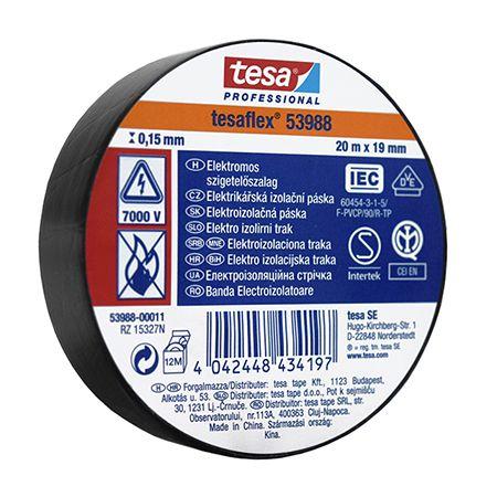 Banda izolatoare Tesaflex 20M, 10 bucati (Negru)