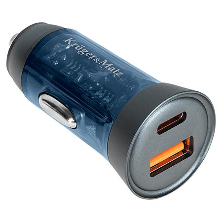 Incarcator auto Kruger&Matz KM0872, 1 x USB-C, 1 x USB, 43W (Negru)