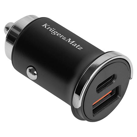 Incarcator auto Kruger&Matz KM0871, 1 x USB-C, 1 x USB, 30W (Negru)