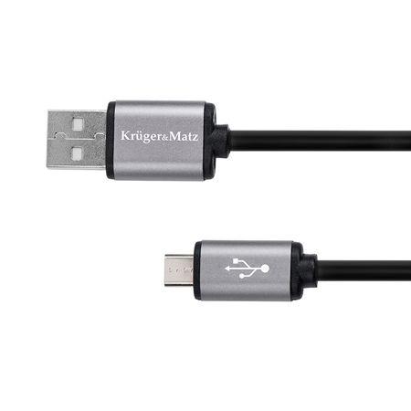 Cablu de date Kruger&Matz KM1236, USB -micoUSB, 1.8 m
