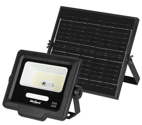 Proiector cu panou solar REBEL URZ3626, IP65, 500 lm, lumina rece 6800K, 6W, cablu 3 m, Telecomanda