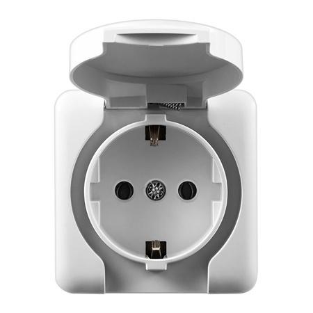 Priza schuko cu capac OEM E-PRPTC, simpla (Alb)