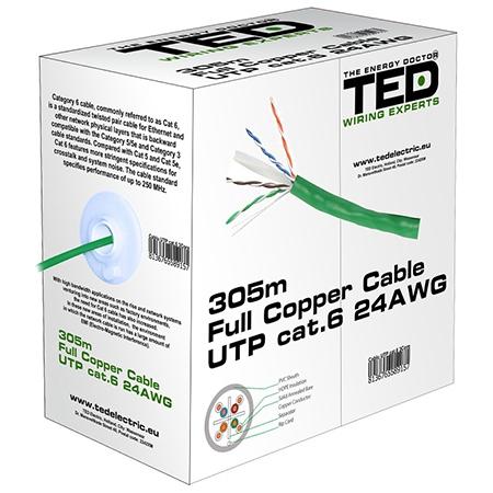 Cablu TED Electric KAB-TED2, UTP, CAT 6, Cupru 0.5mm, 305 m