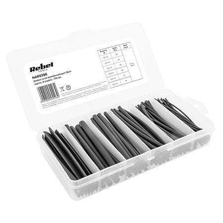 Set tuburi termocontractabile Rebel NAR0386, 170 buc (Negru)