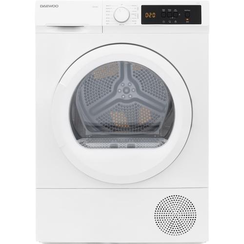 Uscator de rufe Daewoo DDR-VH8A/E, Pompa de caldura, 8 kg, Clasa E, 15 programe, Afisaj LED, Cuva inox, Hublou sticla (Alb)