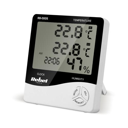 Statie meteo Rebel, masurare temperatura/umiditate, functie alarma, calendar, ceas 1 Statie meteo Rebel, masurare temperatura/umiditate, functie alarma, calendar, ceas
