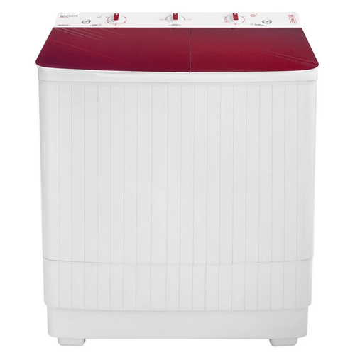 Masina de spalat semiautomata Daewoo DSWM 7.3R, cu storcator, spalare 7 kg, stoarcere 3 kg, capac de sticla, filtru de scame (Alb/Rosu)