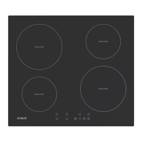 Plita incorporabila SAMUS PSI-64BMG10, Inductie, 4 zone de gatit, Sticla ceramica, Panou touch control, 9 trepte, 7000 W (Negru)