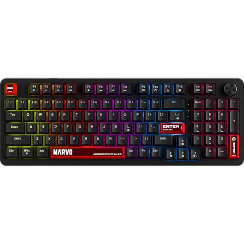 Tastatura Mecanica Marvo KG937 Arma 98, Switch TNT Peach, USB, iluminare LED Rainbow, Negru 1 Tastatura Mecanica Marvo KG937 Arma 98, Switch TNT Peach, USB, iluminare LED Rainbow, Negru