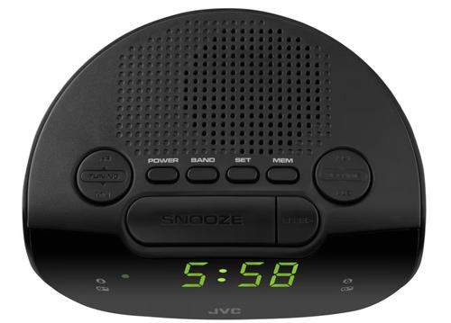 Radio cu ceas JVC RA-E111B, tuner digital FM/AM, alarma duala, Sleep, Snooze (Negru)