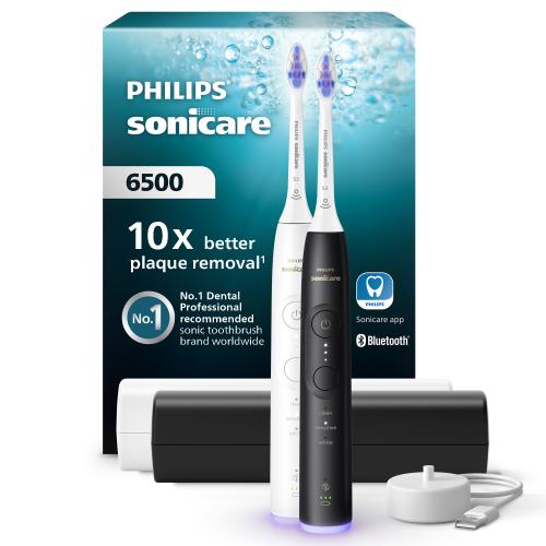Set Periute de dinti electrice Philips Seria 6500 HX7419/01, 3 viteze, 3 moduri periaj, 62.000 miscari/minut, Autonomie 504 ore, Huse de calatorie incluse (Alb/Negru) 1 Set Periute de dinti electrice Philips Seria 6500 HX7419/01, 3 viteze, 3 moduri periaj, 62.000 miscari/minut, Autonomie 504 ore, Huse de calatorie incluse (Alb/Negru)