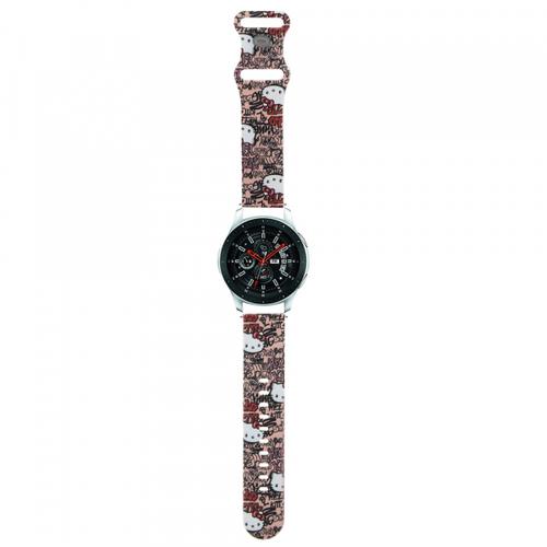 Curea Hello Kitty Silicone Tags Graffiti pentru Samsung Galaxy Watch / Huawei Watch 46mm / 45mm / 41mm Series, Roz