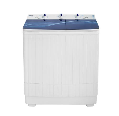 Masina de spalat rufe semi-automata Nobeltek NSWM 5.3B, 5 kg spalare, 2.5 kg stoarecere, 350W spalare, 120W stoarcere, timp spalare 0-15 min, timp stoarcere 0-5 min, evacuare apa uzata: prin cadere libera (Alb/Albastru)