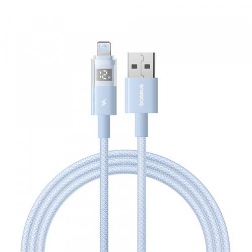 Cablu Date si Incarcare USB-A - Lightning Baseus Display 2 P10382700311-00, 12W, 1m, Albastru