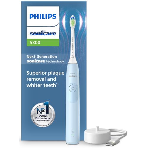 Periuta de dinti electrica Philips Sonicare HX7106/01, 62.000 miscari/minut; autonomie 21 zile, 1 mod periere, 2 intensitati, senzor presiune integrat, functia BrushSync, capat periere Otimal White, indicatie luminoasa baterie (Albastru)