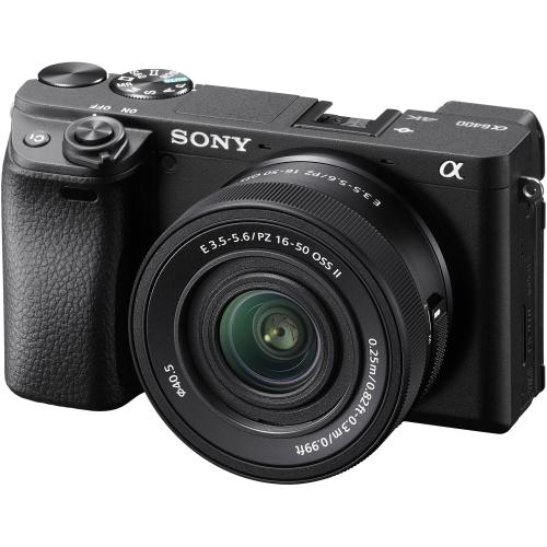 Aparat foto Mirrorless Sony Alpha A6400A, 24.2 MP, APS-C, E-mount, 4K HDR, 4D Focus, Time-lapse, ISO 100-32000 + Obiectiv SELP16502 16-50mm (Negru)