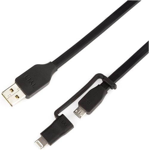 Cablu de date Tylt Flyp-Duo, Lightning/MicroUSB, 0.3m, USB Reversibil (Negru)
