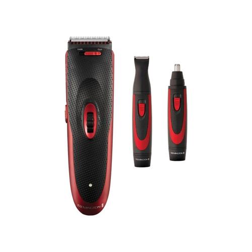 Set de tuns 3 in 1 Remington HC905, Acumulator, Autonomie 45 minute, Trimmer, Aparat de tuns de precizie, 2 piepteni ajustabili, Autoascutire (Negru/Rosu)