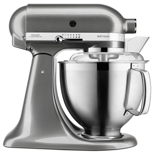 Mixer profesional KitchenAid Artisan Elegance 5KSM185PSEMS, 4.8 l/ 3 l, 300 W, Carlig aluat, Batator 6 fire (Argintiu) 1 Mixer profesional KitchenAid Artisan Elegance 5KSM185PSEMS, 4.8 l/ 3 l, 300 W, Carlig aluat, Batator 6 fire (Argintiu)