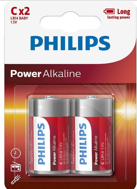 Baterii Philips Power Alkaline LR14P2B/10, C, 2 buc