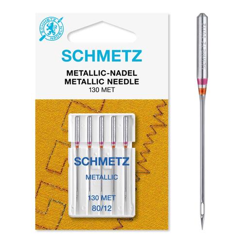Set  5 ace de brodat, ata metalica, finete 80, Schmetz 130/705 H-MET VCS