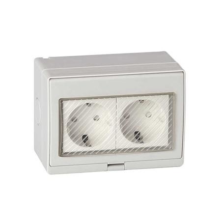 Priza dubla Schuko OEM E-PREX2 (Alb)
