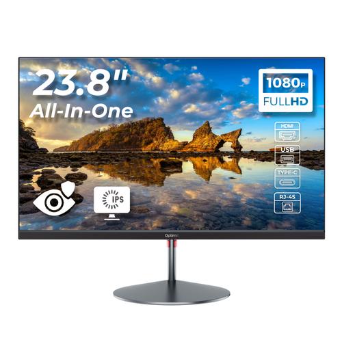 All in One PC Office OptimX Pro QD40 23.8inch, Procesor Intel N100 generatia a 12-a up to 3.4Ghz, 8GB DDR4, 256GB SSD, Full HD (1920x1080), Wi-Fi, Bluetooth, Boxe, Slim, Windows 11 Pro (Negru)