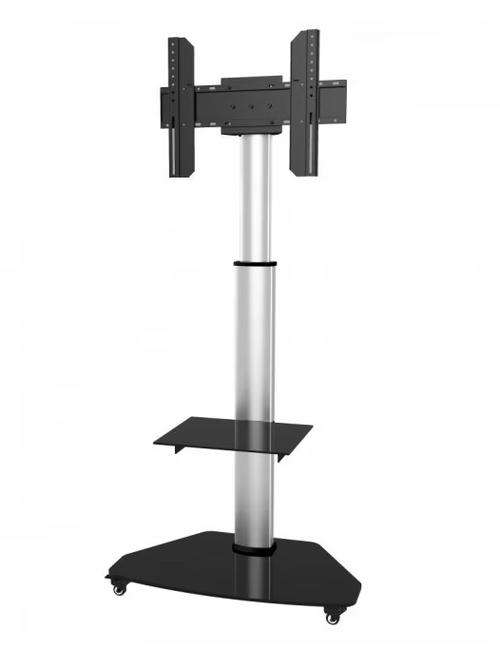 Stand TV Techly ICA-TR3SL, profesional, aluminiu, 37inch- 70inch, Reglabil, Rafturi incluse, 40 kg (Argintiu)