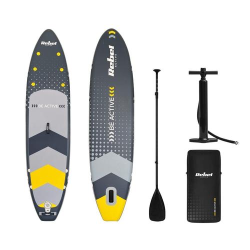 Set placa gonflabila SUP REBEL ACTIVE RBA-4500, 350x80x15cm, Gri/Galben 1 Set placa gonflabila SUP REBEL ACTIVE RBA-4500, 350x80x15cm, Gri/Galben