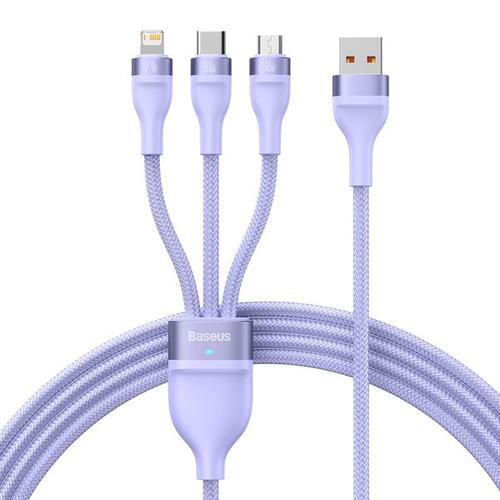 Cablu de date Baseus Flash Series 2, Cablu USB 3 in 1 - tip Lightning, Micro, USB-C 66W, 1.2 m (Mov) 1 Cablu de date Baseus Flash Series 2, Cablu USB 3 in 1 - tip Lightning, Micro, USB-C 66W, 1.2 m (Mov)