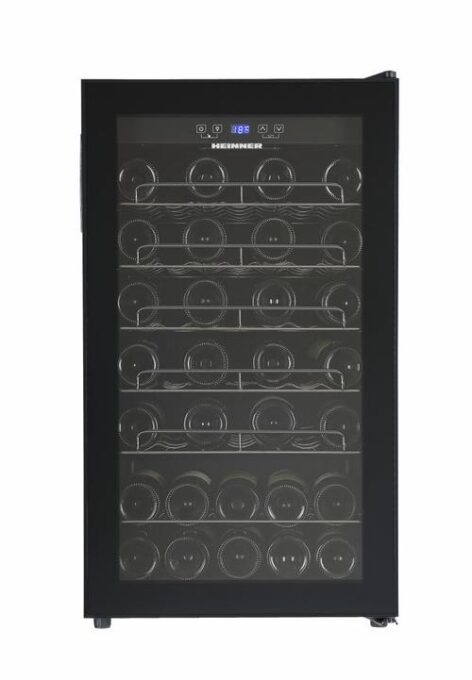 Racitor de vinuri HEINNER HRV-A118DRM40, 118 l, Clasa G, 40 sticle (750 ml), Display LED, 5+1 rafturi metalice cromate, Usa reversibila (Negru) 1 Racitor de vinuri HEINNER HRV-A118DRM40, 118 l, Clasa G, 40 sticle (750 ml), Display LED, 5+1 rafturi metalice cromate, Usa reversibila (Negru)