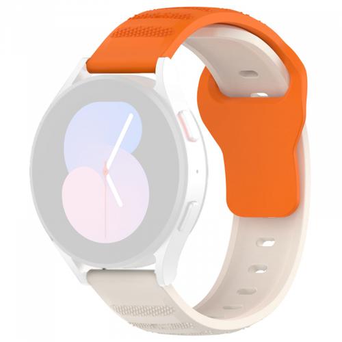 Curea Techsuit W050 pentru Samsung Galaxy Watch / Huawei Watch Series (Portocalie/Bej)