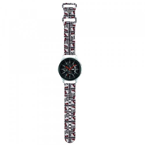 Curea Hello Kitty Silicone Kitty Heads & Stripes pentru Samsung Galaxy Watch / Huawei Watch Series (Negru)