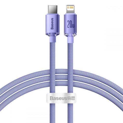 Cablu pentru incarcare si transfer de date Baseus Crystal Shine, USB Type-C/Lightning, 20W, 1.2m, Mov