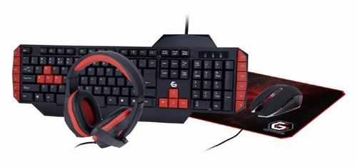 Kit Gaming Gembird Ultimate 4-in-1, Tastatura, Mouse, 2400 DPI, Mouse Pad 300 x 250mm, Casti Stereo cu microfon 40mm (Negru/Rosu) 1 Kit Gaming Gembird Ultimate 4-in-1, Tastatura, Mouse, 2400 DPI, Mouse Pad 300 x 250mm, Casti Stereo cu microfon 40mm (Negru/Rosu)