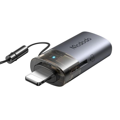 Adaptor Mcdodo OT-7850 USB la Lightning OTG, cu cititor de carduri TF, transfer rapid de date, 480 Mbps, LED, snur (Negru) 1 Adaptor Mcdodo OT-7850 USB la Lightning OTG, cu cititor de carduri TF, transfer rapid de date, 480 Mbps, LED, snur (Negru)