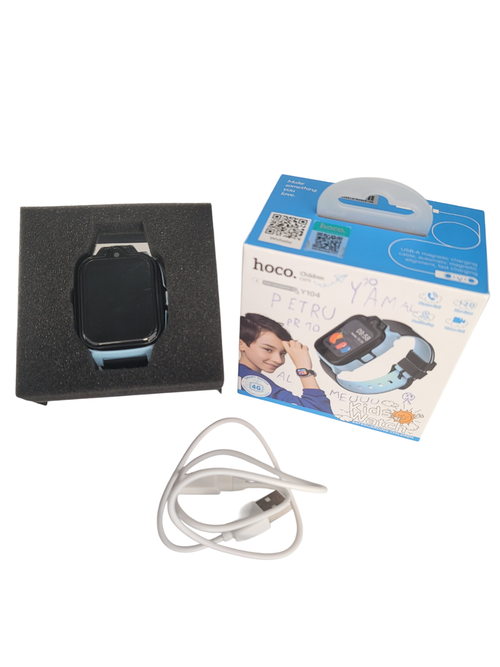 Smartwatch HOCO Y104 Kids Call, Ecran HD 1.69inch, Camera 8MP, GPS, Wi-Fi, IP65, 4G microSIM (Albastru/Negru)