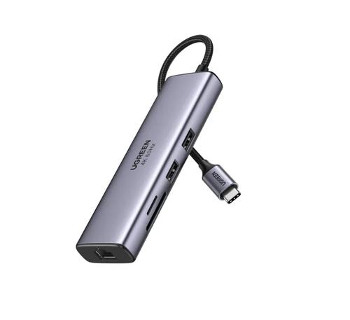Hub USB UGREEN UG-60515 7-in-1, 100 W PD, ‎MicroSD, USB Type C, Ethernet, HDMI, USB 3.0 (Gri)