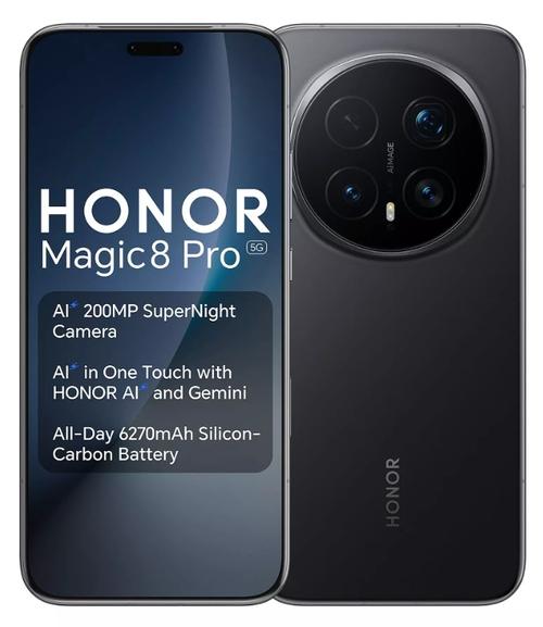 Telefon Mobil Honor Magic8 Pro, Procesor Qualcomm SM8850-AC Snapdragon 8 Elite Gen 5, Octa-Core, LTPO OLED Capacitive touchscreen 6.71inch, 12GB RAM, 512GB Flash, Camera Tripla 50 + 200 + 50 MP, 5G, Wi-Fi, Dual SIM, Android (Negru)